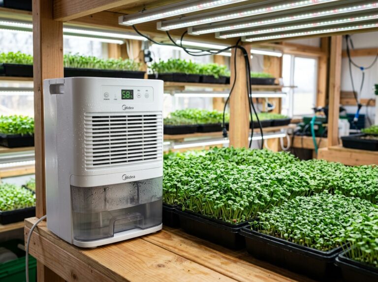 dehumidifier optimizes microgreens growth